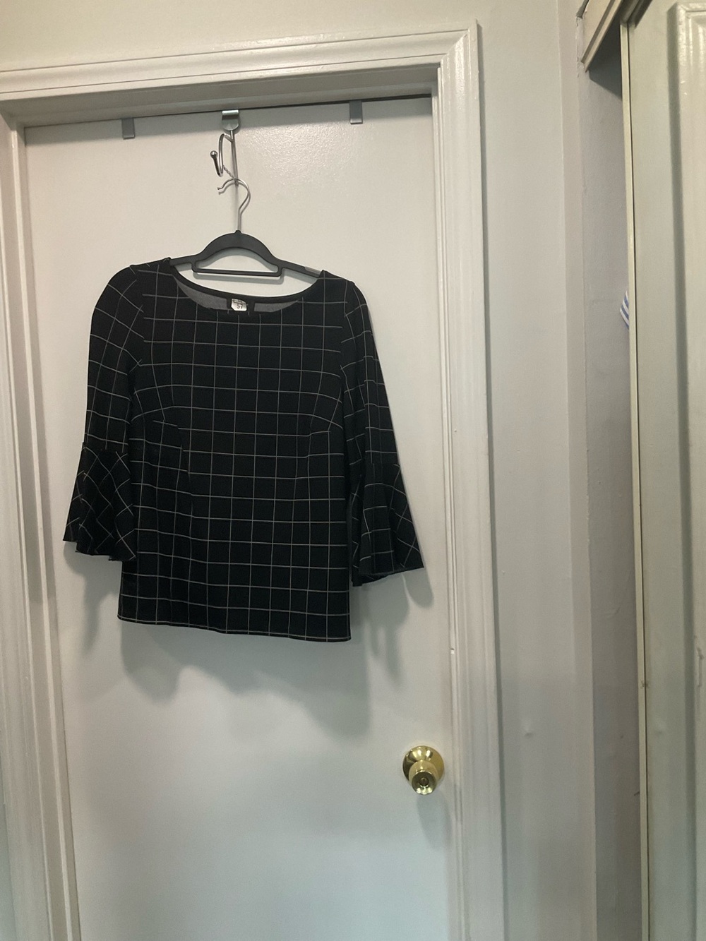 Lord & Taylor Black Windowpane Bell Sleeve Top + pants
